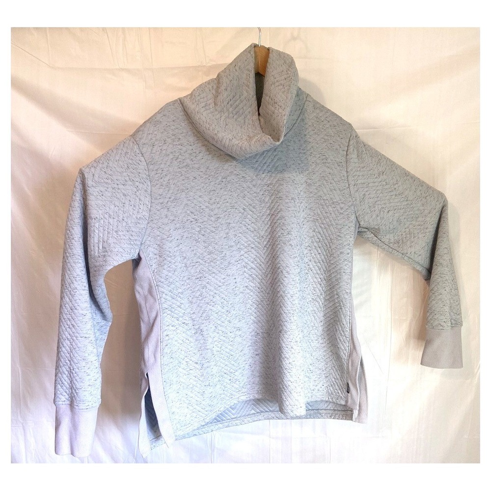 RBX Active Gray Quilted Chevron Cowl Neck Pullover Sweatshirt XL Thumbholes